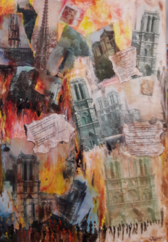 Obra contemporánea nombrada « Notre Dame de PARIS », Hecho por CHRISTIANE GUERRY