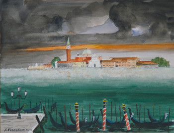 Obra contemporánea nombrada « San Giorgio.   aquarelle », Hecho por ANDRé FEODOROFF