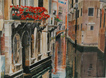 Obra contemporánea nombrada « Venise.   aquarelle », Hecho por ANDRé FEODOROFF