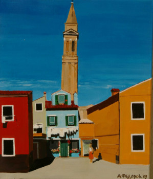 Obra contemporánea nombrada « Burano 2.   acrylique », Hecho por ANDRé FEODOROFF