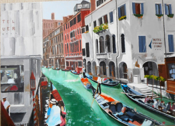 Obra contemporánea nombrada « Un canal à Venise. acrylique », Hecho por ANDRé FEODOROFF