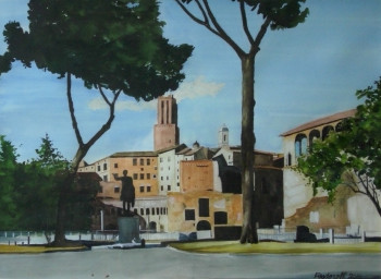 Obra contemporánea nombrada « Forum Romain.   aquarelle », Hecho por ANDRé FEODOROFF