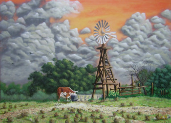Obra contemporánea nombrada « L'éolienne », Hecho por BRUNO LEMASSON