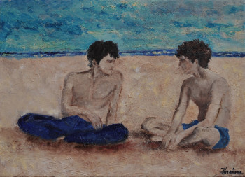 Obra contemporánea nombrada « On the beach », Hecho por HERMIONE