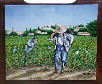 Obra contemporánea nombrada « Vendanges du muscat à Vérargues », Hecho por BRUNO LEMASSON