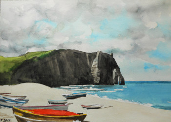 Obra contemporánea nombrada « Etretat 2 », Hecho por ANDRé FEODOROFF