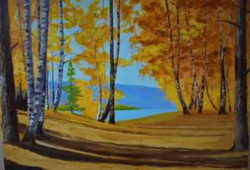 Obra contemporánea nombrada « Automne au lac », Hecho por ANDRé FEODOROFF