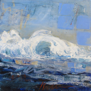 Obra contemporánea nombrada « La vague bleue 1 », Hecho por CARINE DEWAVRIN