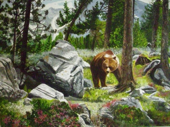 Obra contemporánea nombrada « Ours de l'Engadine », Hecho por ANDRé FEODOROFF