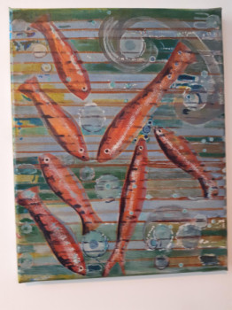 Obra contemporánea nombrada « 7 poissons (2019) », Hecho por FAHIMA BOUBIA... NU