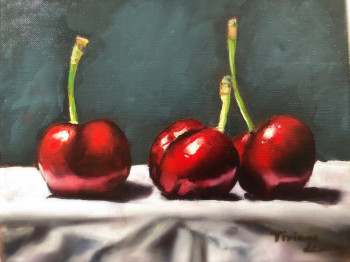 Obra contemporánea nombrada « le temps de cerises », Hecho por VIVIANE LESZCZYNSKI