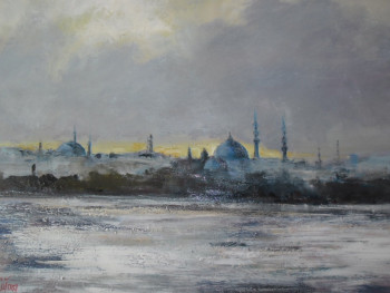 Obra contemporánea nombrada « brume sur istanbul », Hecho por ALAIN COJAN