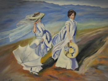 Obra contemporánea nombrada « Promenade des demoiselles », Hecho por T. VILTARD