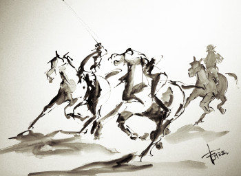 Obra contemporánea nombrada « Etude polo n° 18-52 », Hecho por THIERRY FAURE