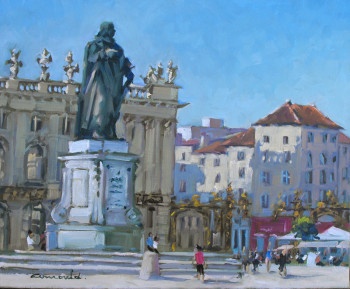 Obra contemporánea nombrada « Ce matin place Stanislas (huile sur toile 61 x 50) », Hecho por ARNOULD   -