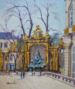 Obra contemporánea nombrada « Place Stanislas à Nancy Février 2017 ( huile sur toile 55 x 46) », Hecho por ARNOULD   -