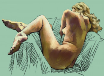 Obra contemporánea nombrada « Nu  -numérique-2-(paint-tool-SA.) », Hecho por ARNOULD   -