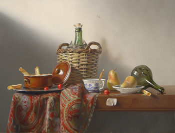 Obra contemporánea nombrada « Dame-Jeanne, poires et biscuits », Hecho por RASèR