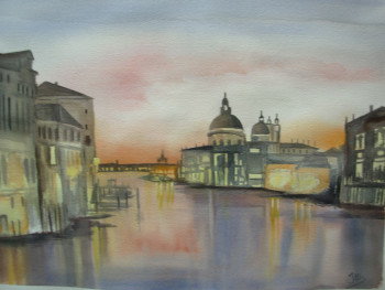 Obra contemporánea nombrada « Venise le soir », Hecho por JACQUES MASCLET