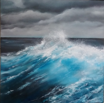 Obra contemporánea nombrada « Vague bleue », Hecho por ROSE