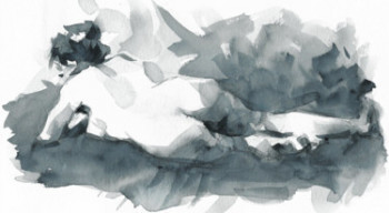 Obra contemporánea nombrada « Aquarelle monochrome  Payne' sgray   24 x19 2 », Hecho por ARNOULD   -