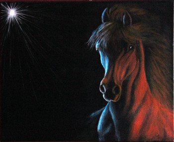 Obra contemporánea nombrada « 303 - cheval de feu », Hecho por GDLAPALETTE - UN UNIVERS DE CREATIONS