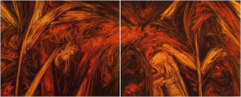 Obra contemporánea nombrada « Apalisor 18  diptyque - 1990 (130x324) », Hecho por JACQUES DEFFONTAINE