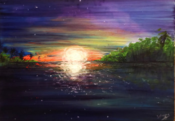 Obra contemporánea nombrada « L'aube sur Terre Mère », Hecho por SYLVIANE