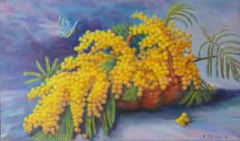 Obra contemporánea nombrada « Mimosa dans la corbeille », Hecho por AMALIA MEREU