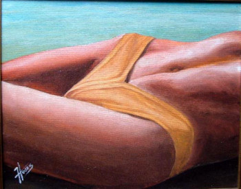 Obra contemporánea nombrada « Bikini sur plage », Hecho por JEAN-CLAUDE HOSXE-VAILLANT