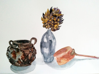 Obra contemporánea nombrada « Nature morte à la fleur d'artichaud », Hecho por BARTLET-DROUZY