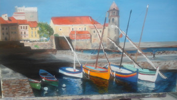 Obra contemporánea nombrada « COLLIOURE », Hecho por DOMINIQUE PALIS