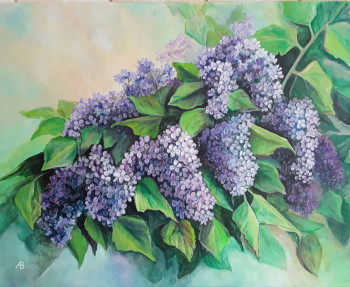 Obra contemporánea nombrada « Branche de lilas », Hecho por ALEKSANDRA