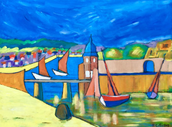 Obra contemporánea nombrada « Concarneau », Hecho por ALAIN-CHARLES RICHER