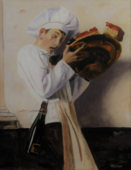 Obra contemporánea nombrada « Le commis de cuisine », Hecho por REBER KAROL