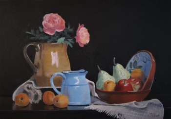 Obra contemporánea nombrada « Nature morte aux fruits », Hecho por REBER KAROL