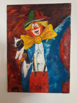 Obra contemporánea nombrada « LE CLOWN ET SON CHIEN », Hecho por MARCEL GEORGES