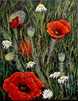 Obra contemporánea nombrada « Coquelicots », Hecho por NADYA RIGAILL