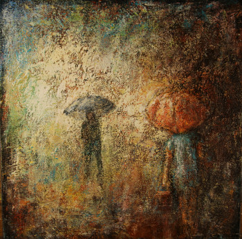 Obra contemporánea nombrada « Rencontre sous la pluie », Hecho por ROBERT BASS