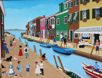 Obra contemporánea nombrada « VOYAGE EN ITALIE - BURANO », Hecho por MARTINE CLOUET