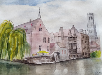 Obra contemporánea nombrada « Bruges », Hecho por JACQUES MASCLET