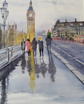 Obra contemporánea nombrada « Londres », Hecho por JACQUES MASCLET