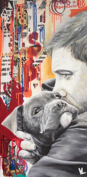 Obra contemporánea nombrada « Tendresse canine », Hecho por VAL ESCOUBET