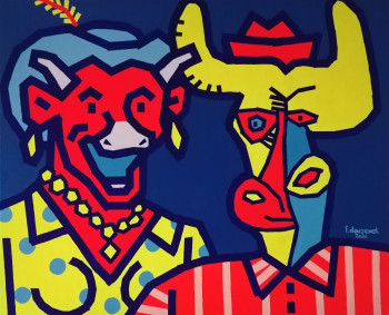 Obra contemporánea nombrada « Le look cow cow », Hecho por FABIEN DOUZENEL