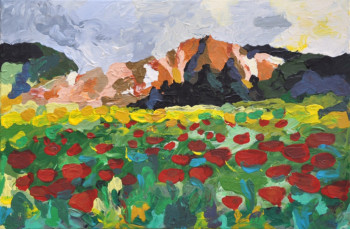 Obra contemporánea nombrada « Coquelicots des Alpilles @philippine_paintings », Hecho por PHILIPPINE FRANC