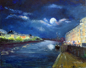 Obra contemporánea nombrada « Pleine lune au Cap Horn à Quimper », Hecho por MICHEL HAMELIN