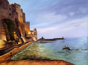 Obra contemporánea nombrada « Début de soirée à Collioure », Hecho por NADYA RIGAILL