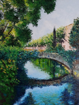 Obra contemporánea nombrada « Un pont Avenue de la Libération à L'Isle sur la Sorgue », Hecho por NOëLLE HUIN