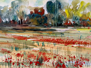 Obra contemporánea nombrada « Les coquelicots », Hecho por BOB CHâTELAIN