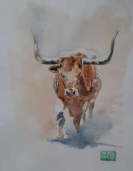 Obra contemporánea nombrada « Longhorn- Camargue », Hecho por PACO